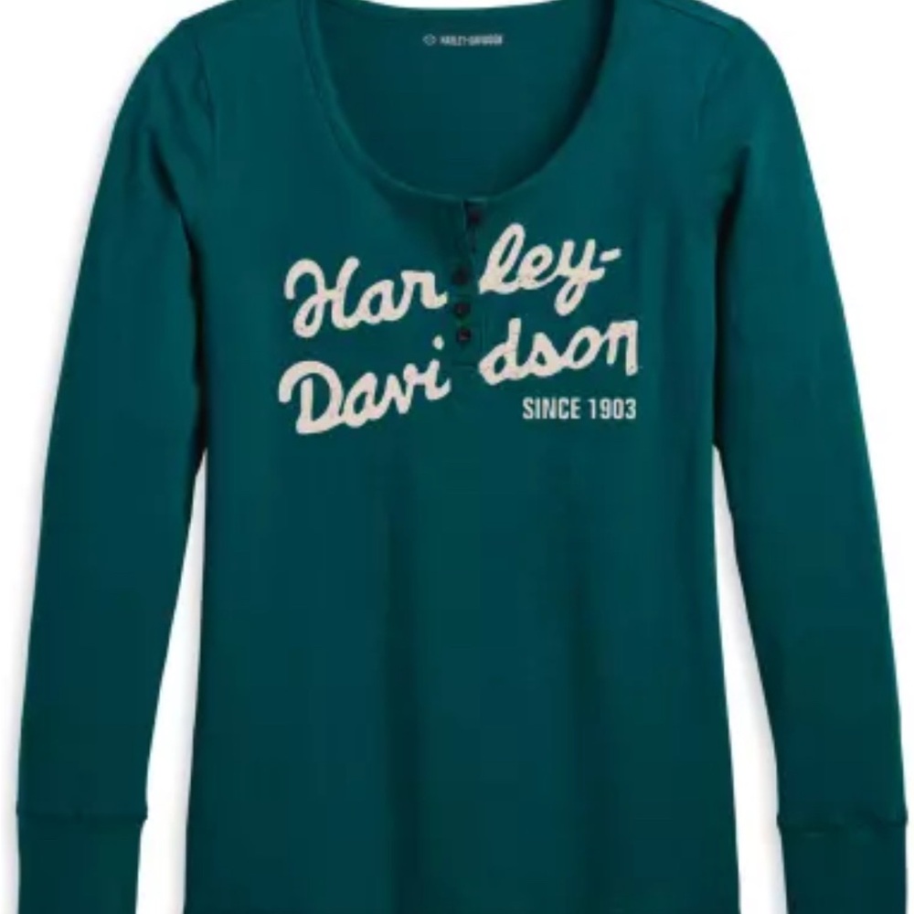 Harley-Davidson Teal Button-Front Jersey